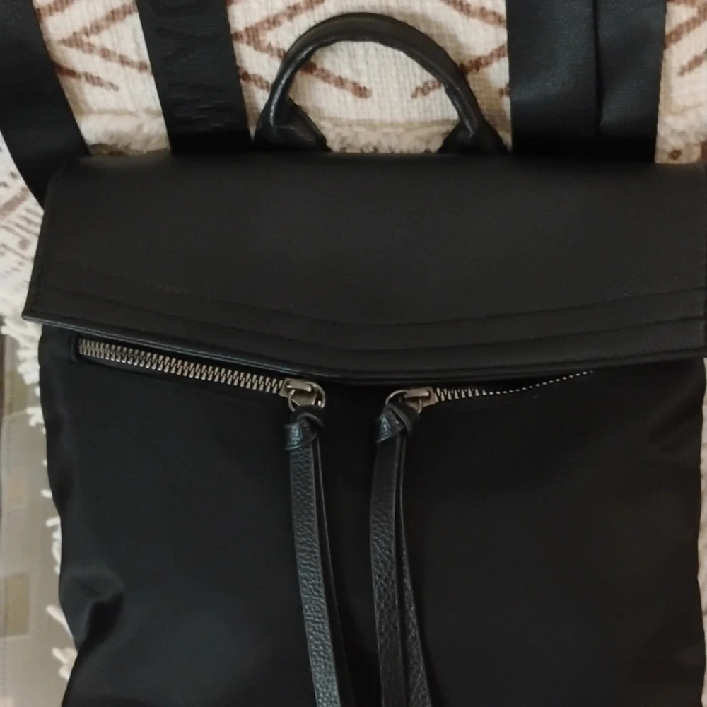 Botkier Black Nylon Backpack with Leather Accents